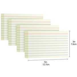 Cream Index Cards 3x5, 200 Pack, Ruled Index Cards, Flash Cards for Studying, Heavy Note Cards for Office, Home and School, 4 Packs of 50