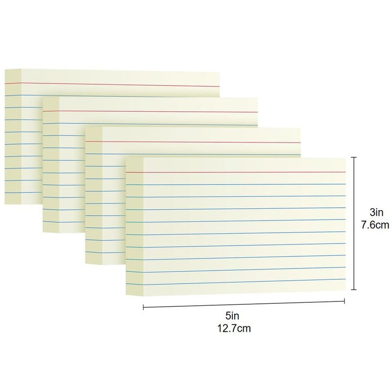 Cream Index Cards 3x5, 200 Pack, Ruled Index Cards, Flash