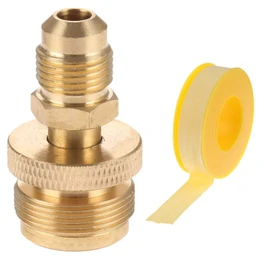 Timsec 1LB Portable Propane Tank Cansiter Regulator Adapter, Brass Fitting with 3/8" Male Flare (5/8"-18UNF) Thread, Camping Grill Stove Parts for Heaters, Burner, Cooker, Fire Pit, Fryers, Smokers