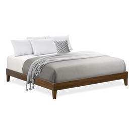 East West Furniture NVP-22-K King Size Platform Bed Frame with 4 Hardwood Legs and 2 Extra Center Legs - Walnut Finish