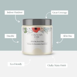 Country Chic Paint - Chalk Style All-in-One Paint for Furniture, Home Decor, Cabinets, Crafts, Eco-Friendly, Matte Paint - Vanilla Frosting [Off White] Half Pint 8oz