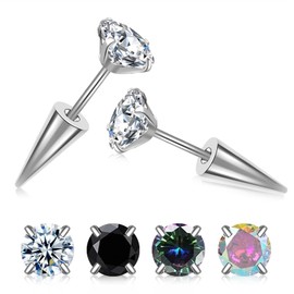 BYARLEO 4 Pairs Surgical Steel Stud Sets Hypoallergenic Cubic Zirconia Stud Helix Stud Earrings for Men