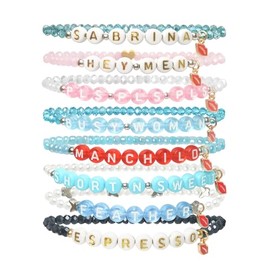 8PCS Sabrina Friendship Bracelets Inspired by Short n' Sweet Concert, Colorful Jewelry for Women, Kids, Costume Accessories, Outfit Dress Decor Gifts Stuff for Merch Fans Multi