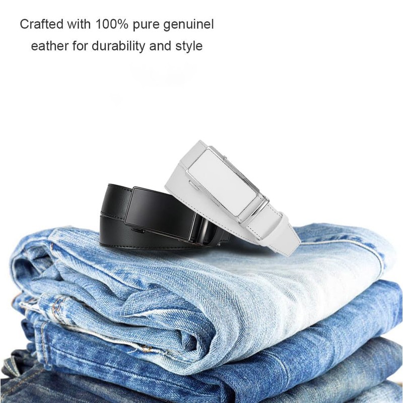 YOORAN Men's Belt Ratchet Leather Belt Automatic for Suit Business