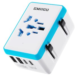 Gmiigu Travel Adapter Worldwide, Adapter USA Germany Plug with 2USB-A 2USB-C, USA Adapter Socket, UK to EU Adapter US to EU, Socket Adapter England, Thailand, European Plug Travel Plug