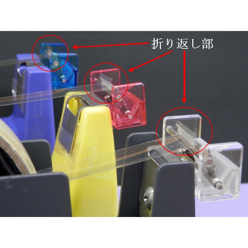 くるりんカッターユニット（1箱2個入り）カラー：ブラック お持ちのテープカッターで折り返しタブが自動で作れる！