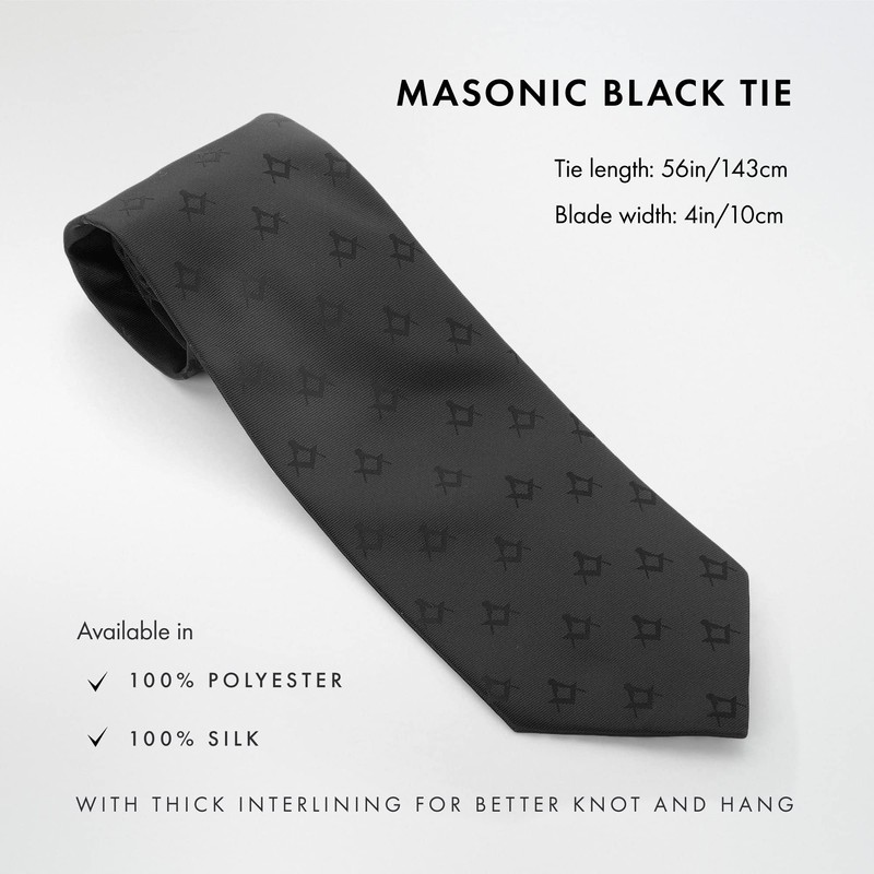 Masonic Black Polyester Tie