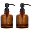 2 PCS Thick Amber Glass Jar Soap Dispenser with Matte