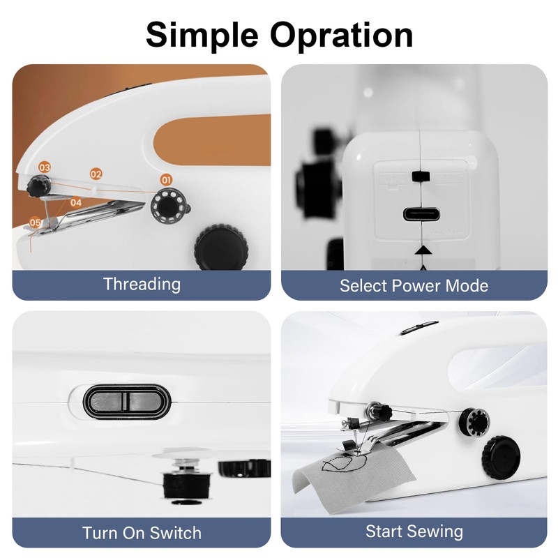 Mini Electric Hand Sewing Machine - Robofun S1 Portable Electric