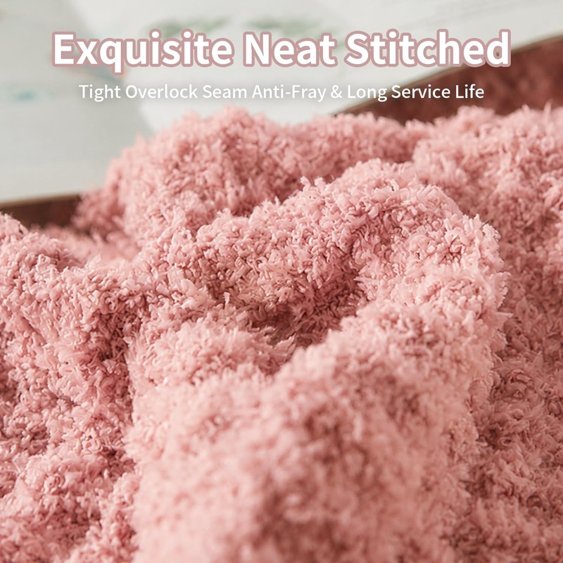 Waffle Throw Blanket, Soft Plush, 50x60 in, Dusty Rose