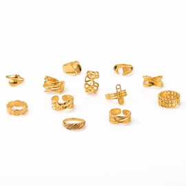 Gold Rings for Women Non Tarnish Chunky Gold Rings Stackable Rings Boho Pearl Cubic Zirconia Rings Stacking Knuckle Rings Set Gifts Trendy Stuff Stocking Stuffers