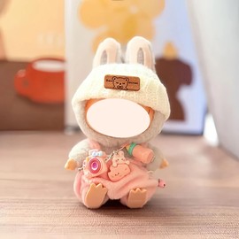 17cm Doll Clothes Set (Doll Not Included) -3-Piece-Handmade Crochet Outfit, Chic Fashion with Stylish Accessories for Mini Dolls Hat + Overalls + Camera Ornament [Pink]