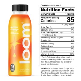 Aurora Orange Juice Drinks by Loom, Low Sugar Juice, Real Fruit, No Added Sugar, 35 Calories, Non-GMO, Vegan, Gluten Free, 12 oz bottles, 12 pack