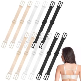 Pack of 6 Bra Straps Holder Bra Straps Clip Non Slip Strap Holder Non-Slip Bra Straps Elastic Bra Strap Holder Clip Women's Non-Slip Adjustable Bra Straps, 4 black white skin colour