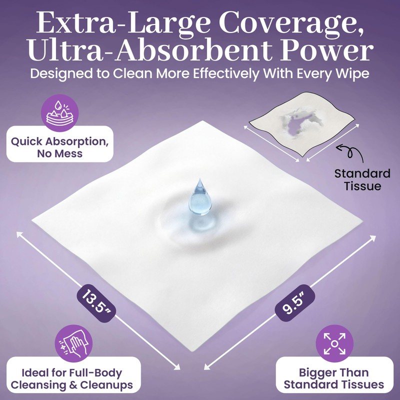 Disposable Dry Wipes, 100 Pack – Ultra Soft Non-Moistened Cleansing