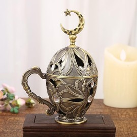 Feyarl Vintage Incense Burner Metal Incense Burner Incense Holder with Lid for Home Office Yoga Decoration