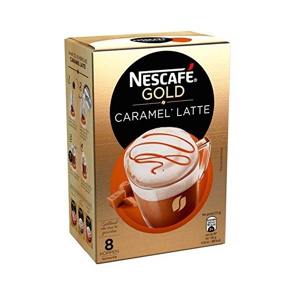 Paquetes de café instantáneo | Nescafé | café de miel caramelizado dorado 8 piezas | Peso total 3.81 oz 4.8 Ounce