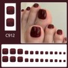 Dark Red Press on Toenails Short Square False Toenails with