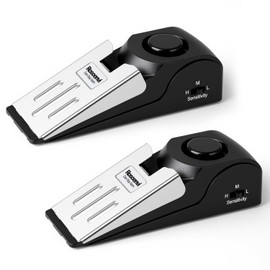 Paquete de 2 alarmas de tope de puerta, tope de puerta con alarma de seguridad de 120 DB, sirena de tope de puerta de cuña de piso, dispositivos de se
