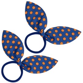 AERZETIX - C71266 Set of 2 Hair Bobbles with Bow – Colour Dark Blue with Orange Dots – Made of Textile – Scrunchie, Hairstyle, Glamour, Fashion, Bun