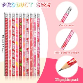 Harloon 80 Pcs Valentine's Day Scented Pencils and Bookmark Sets include 40 Fruit Food Scented Pencils with Erasers 40 Scratch and Sniff Book Marks for Reward Birthday Gifts