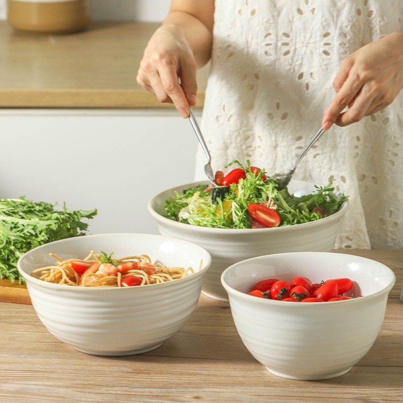 Hasense Mixing Bowls, Ceramic Serving Dishes for Cooking, Baking, Prepping,