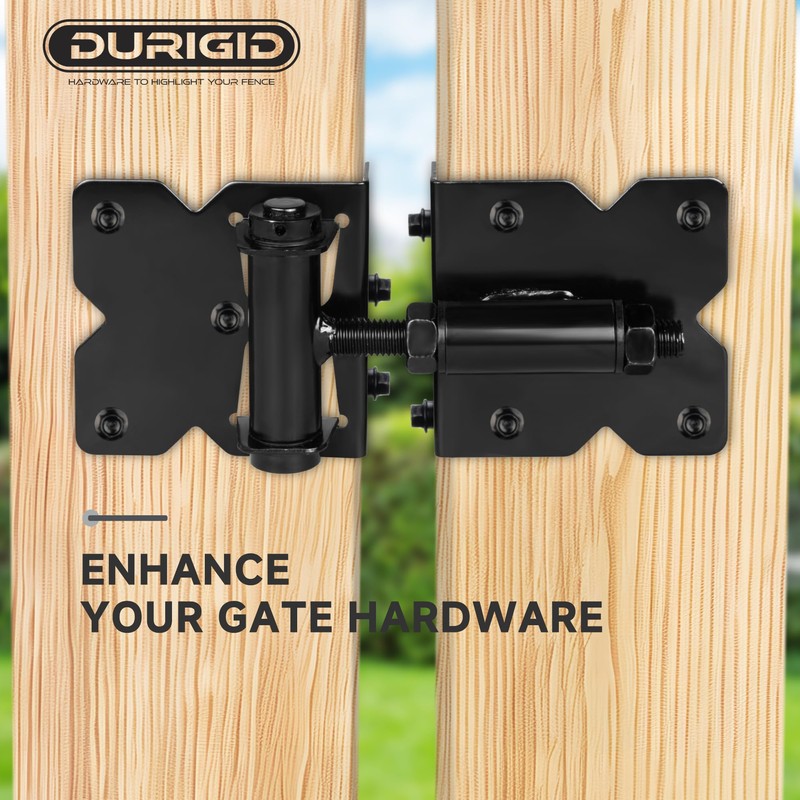 DURIGID Automatic Self Closing Gate Hinge for Vinyl, Steal Gate,