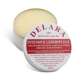 Delara Intensive Leather Care Cream, 75 ml – Impregnates and Protects Leather, Very Effective Formula with High-Quality Coconut Oil and Beeswax, Made in Germany