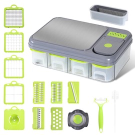 Vegetable Chopper Cutting Board, Food Chopper with Container, Kitchen Gadgets and Accessories, Food Processor, Onion Chopper, Home Essentials, Salad Chopper, Dicer Chopper,12-in-1