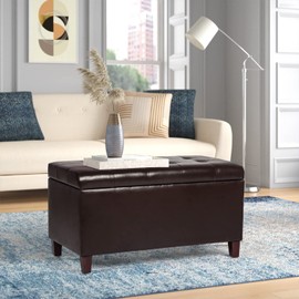 Joveco 33 Inchs Storage Bench Ottoman, Rectangle Faux Leather Tufted Storage Ottoman Entryway Bench Footrest for Living Room Bedroom