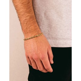 ASDULL 925 Sterling Silver Rope Bracelets 5mm Gold Bracelets for women Rope Chain Bracelet for men 9 Inches