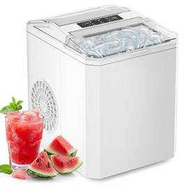 Sweetcrispy Countertop Ice Maker, Portable Ice Machine Self-Cleaning, 9 Cubes in 6 Mins, 26 lbs/24Hrs, 2 Sizes of Bullet Ice for Home Party Office