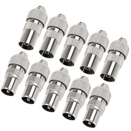 10 Pieces Metal TV Aerial Coaxial Plug, KUOQIY 5 Socket & 5 Male TV Aerial Coaxial Cable Adapter, Female Male Coaxial Cable RF Antenna Plug for RF Cable, Nickel-Plated