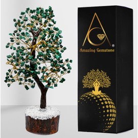 Crystals and Healing Stones Birthday Gifts for Women - Malachite Crystal Tree of Life Home Decor Stocking Stuffers, Bookshelf Decor, Room Decor Meditation Gift for Dad, Unique Birthday Gifts for Men