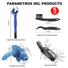 Kit de Limpieza de Cadena de Bicicleta, Cepillo de Limpieza de Cadena（5 Piezas). Bicicleta Herramienta de Limpieza de Cadena, Para La Limpieza de Cadenas de Bicicletas