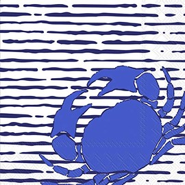 Boston International IHR - Servilletas de papel para bebidas de cóctel de 3 capas, 20 unidades, 5 x 5 pulgadas, cangrejo de línea de agua