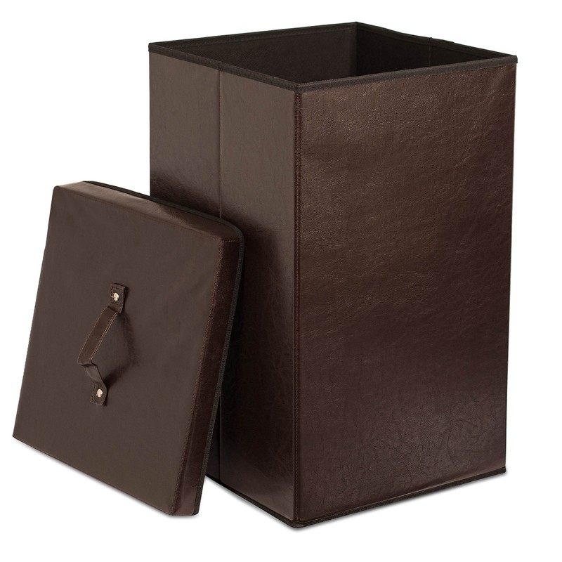 Internet's Best Faux Leather Laundry Hamper with Lid - Single