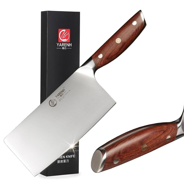 YARENH Chopping Knife - 17 cm, Extra Sharp Chinese Kitchen Knife Made of High-Quality Stainless Steel with Durable Sharpness and Rust Protection