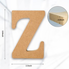 AOCEAN 4 Inch Designable Wood Letters Unfinished Wood Letters for Wall Decor Decorative Standing Letters Slices Sign Board Decoration for Craft Home Party Projects (Z)