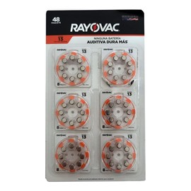 Rayovac 48 Pilas Auditivas 13, Paquete con 6 Blister de 8 Pilas c/u.