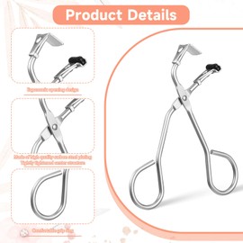 Andibro 2 Pack Mini Eyelash Curler, Silver Eyelashes Curler Professional Silicone Lash Curler No Pinching Fits All Eyelash Shapes Makeup Tool for Eyelashes for Dramatic Lash Look