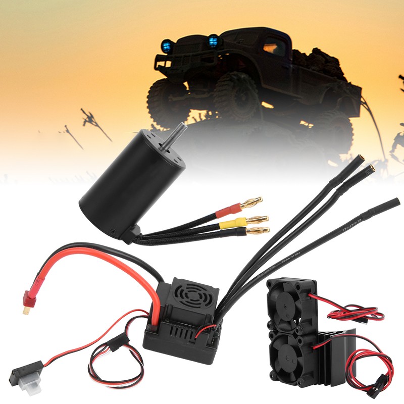 Waterproof 3660 3800KV Brushless Motor 80A Brushless ESC Heatsink Combo