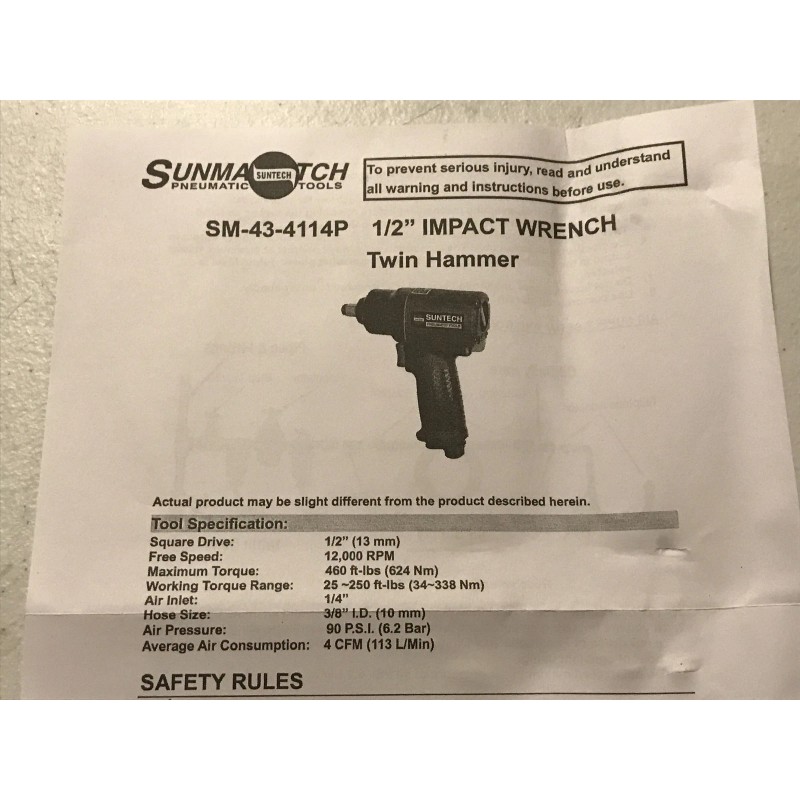 Suntech 1/2” Pneumatic Mini Air Impact Wrench Composite Housing 460