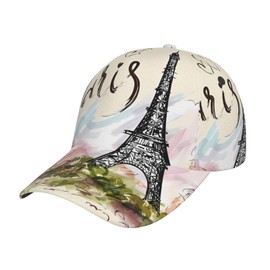 Cute Pig Baseball Cap Men Women Dad Hat Classic Adjustable Plain Hat for Running Workouts and Outdoor Activities All Seasons, The Famous Paris Eiffel Tower, One Size