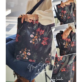 Loxato Aesthetic Tote Bag with Zip – Aesthetic Bag – Fabric Bag with Zip – Jute Bag Printed – Bag Women's – Fabric Bag Aesthetic, Dark Jungle