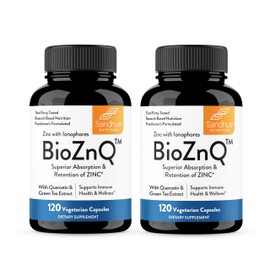 Sandhu's Zinc Supplement with Ionophores| Quercetin & Green Tea Extract for Superior Absorption and High Potency| 900mg Vegetarian Capsules 120 Days Supply| Immune Support for Men & Women