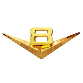 OnlyYou.X V8 Emblem V8 Badge V8 Decal V8 Sticker Fit for Universal Pickup and Car 1 Piece Metal Gold