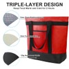 CIVJET Insulated Grocery Tote Bag, Red-black, L
