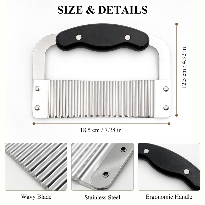 Crinkle-Cut Wave Slicer, Stainless Steel French Fry & Vegetable Cutter
