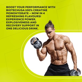 BioTechUSA 100% Creatine Monohydrate | Pharmaceutical-Grade Creatine | Micronized | Vegan | Glutenfree, 300 g, Neon Citrus
